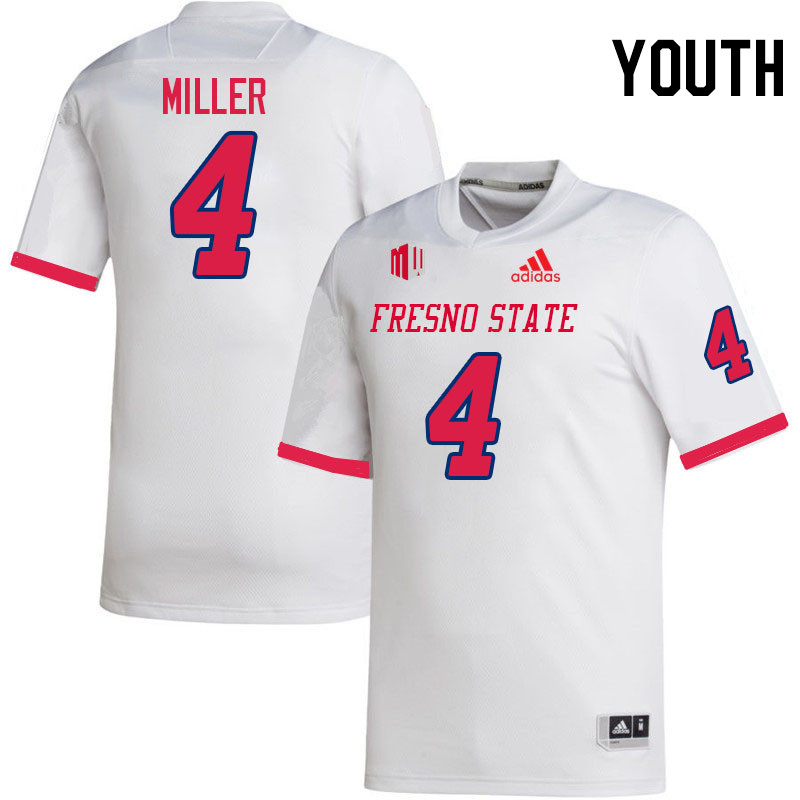 Youth #4 RL Miller Fresno State Bulldogs College Football Jerseys Stitched Sale-White